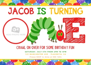 Caterpillar 1st Birthday Invitation - #399: Caterpillar 1st Birthday Invitation - #399