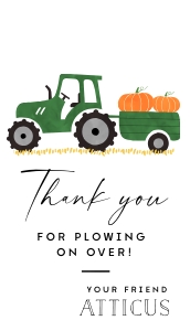 Pumpkin Tractor Party Favor Tag - #400b: Pumpkin Tractor Party Favor Tag - #400b