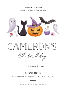 Minimalist Halloween Party Invite 5x7"- #397: Minimalist Halloween Party Invite 5x7"- #397