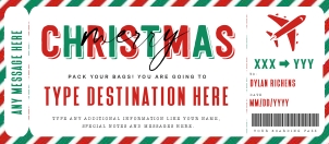 Surprise Trip Voucher Airplane Trip Christmas Ed. - #187CE: Surprise Trip Voucher Airplane Trip Christmas Ed. - #187CE