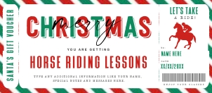Horse Riding Lessons Gift Voucher Christmas Ed. - #190 CE: Horse Riding Lessons Gift Voucher Christmas Ed. - #190 CE
