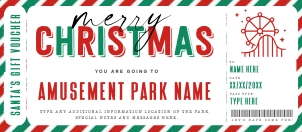 Amusement Park Theme Park Gift Ticket Christmas Ed. - #176 CE: Amusement Park Theme Park Gift Ticket Christmas Ed. - #176 CE