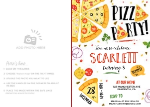Pizza Party Photo Invitation - 5x7" - #200: Pizza Party Photo Invitation - 5x7" - #200
