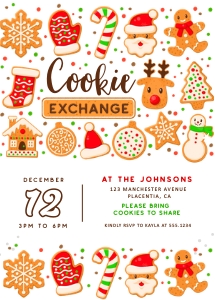 Cookie Exchange Invitation - 5x7"- #388: Cookie Exchange Invitation - 5x7"- #388