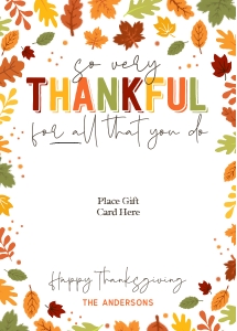 Thankful for you Coffee Gift Card Holder - X018: Thankful for you Coffee Gift Card Holder - X018