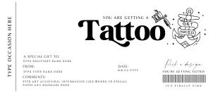 Tattoo Gift Voucher - #172 GT: Tattoo Gift Voucher - #172 GT