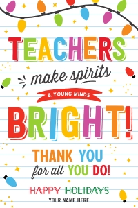 Teachers make spirits bright  gift tag - TG115: Teachers make spirits bright gift tag - TG115