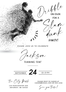 Baskeball Birthday Invitation - 5x7"- #387: Baskeball Birthday Invitation - 5x7"- #387