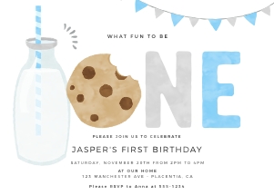 Milk & Cookies Blue 5x7"- 526: Milk & Cookies Blue 5x7"- #526