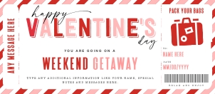 Weekend Getaway Gift Voucher Valentines Ed. - #188 VE GT: Weekend Getaway Gift Voucher Valentines Ed. - #188 VE GT