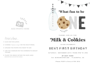 Milk & Cookies 5x7" Photo Invite - #526 V: Milk & Cookies 5x7" Photo Invite - #526 V