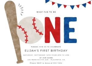 Baseball Invitation 5x7"- #384: Baseball Invitation 5x7"- #384