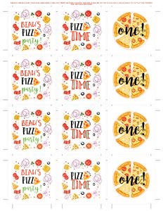 Pizza Party Cupcake Toppers 8.5x11"- #200: Pizza Party Cupcake Topper - #200