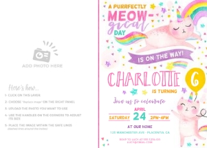 Caticorn Photo Invitation - 5x7" - #496: Caticorn Photo Invitation - 5x7" - #496