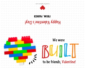 Built to Be Friends Valentine Bag Topper - B099: Built to Be Friends Valentine Bag Topper - B099