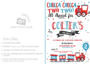 Choo Choo Train Photo Invitation 2 - 5x7" - #386: Choo Choo Train Photo Invitation 2 - 5x7" - #386