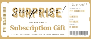 Subscription Gift Voucher - #165 GT: Subscription Gift Voucher - #165 GT