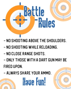 Dart Battle Birthday Party Rules Sign - #377 design preview