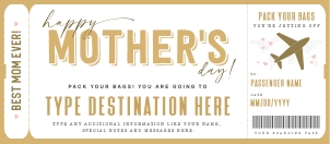 Surprise Birthday Trip Voucher Airplane Mother's Day Ed.- #161 MD GT: Surprise Birthday Trip Voucher Airplane Mother's Day Ed.- #161 MD GT