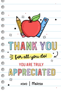 Thank you Teacher Printable Tag - TG176 design preview