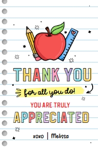 Thank you Teacher Printable Tag - TG176: Thank you Teacher Printable Tag - TG176