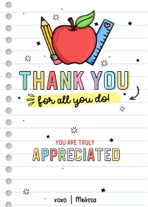 Thank you Teacher Printable Gift Card Holder - X032 design preview