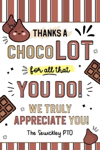 Chocolate Appreciation Printable Tag - TG190: Chocolate Appreciation Printable Tag - TG190