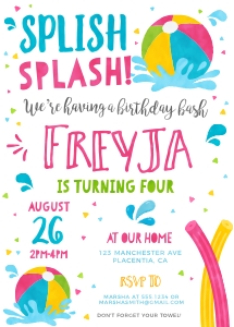 Pool Party Invitation G 5x7"- #427: Pool Party Invitation G 5x7"- #427