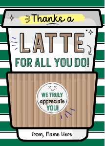 Thanks a Latte Printable Gift Card Holder - X036 design preview