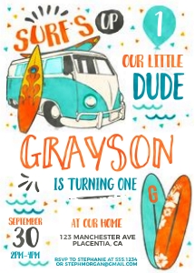 Surf Birthday Invitation - 5x7"- #436 (2): Surf Birthday Invitation - 5x7"- #436 (2)