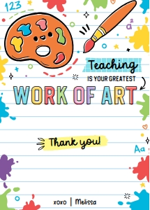 Teaching is your work of art Gift Card Holder - X042: Teaching is your work of art Gift Card Holder - X042