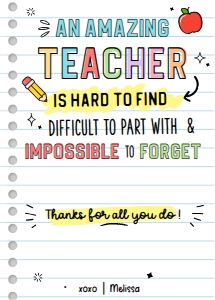 Thank you Teacher Printable Gift Card Holder - X051: Thank you Teacher Printable Gift Card Holder - X051