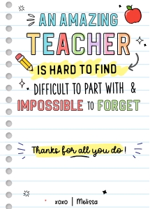 Thank you Teacher Printable Gift Card Holder - X051 design preview