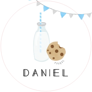 Milk and Cookies Cupcake Topper Blue - #526: Milk and Cookies Party Decor Bundle - #526