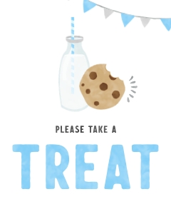 Milk & Cookies Party Sign 8x10" Blue - #526: Milk and Cookies Party Decor Bundle - #526