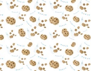 Milk Cookies Pattern Paper 8.5x11" Blue - #526: Milk and Cookies Party Decor Bundle - #526