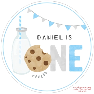 Milk Cookies Party 4"Circle Blue - #526: Milk and Cookies Party Decor Bundle - #526