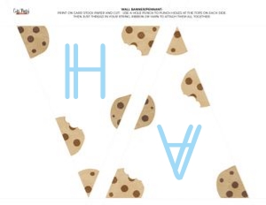 Milk Cookies Pennant Blue - #526: Milk and Cookies Party Decor Bundle - #526
