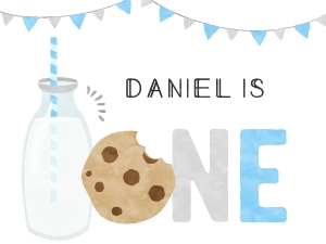 Milk and Cookies Backdrop - 48 x 36" Blue - #526: Milk and Cookies Backdrop - 48 x 36" Blue - #526
