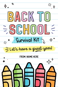 Back to School Survival Kit Gift Tag - TG276 design preview