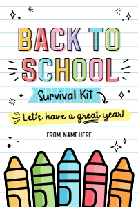 Back to School Survival Kit Gift Tag - TG276: Back to School Survival Kit Gift Tag - TG276