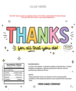 Thanks for All You Do Chocolate Wrapper - CW001: Thanks for All You Do Chocolate Wrapper - CW001
