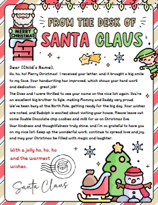 Letter from Santa - CH004: Santa Claus Nice List Certificate Bundle - CH006