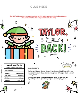 Elf I'm back Chocolate Wrapper - CW343a design preview