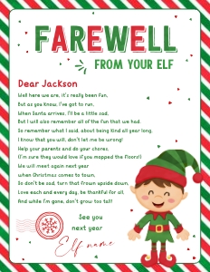 Elf Goodbye Letter Bundle - Boy - 099-600: Elf Letter Bundle - Boy - 099-600
