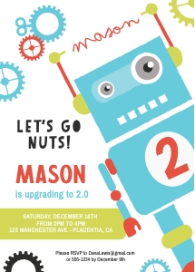 Robot Invitation - 5x7"- #372 design preview