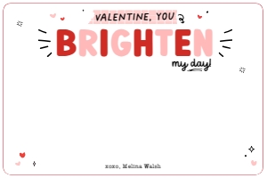 Valentine, You Brighten My Day Card - TG383: Valentine, You Brighten My Day Card - TG383