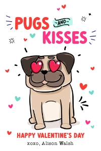 Pugs and Kisses Valentine tag - TG382 design preview