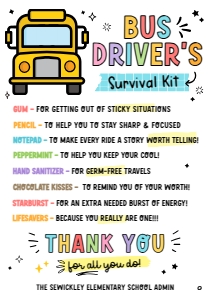 Bus Driver's Survival Kit Tag - TG416: Bus Driver's Survival Kit Tag - TG416