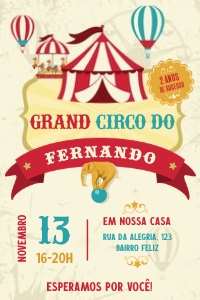 Convite Circo Vintage - 10x15cm - #491 design preview